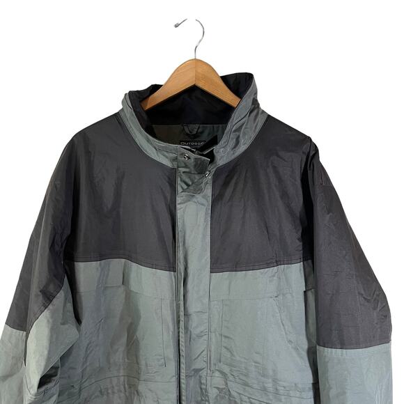 OUTDOOR SPORTSWEAR Hooded Parka Jacket Color Block Gray MEN'S Sz Large Gorpcore - Picture 3 of 9
